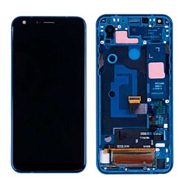 Refurbished For LG Q7 Plus Q7+ Q610 Lcd Screen Assembly with Dual Sim Frame - Light Blue